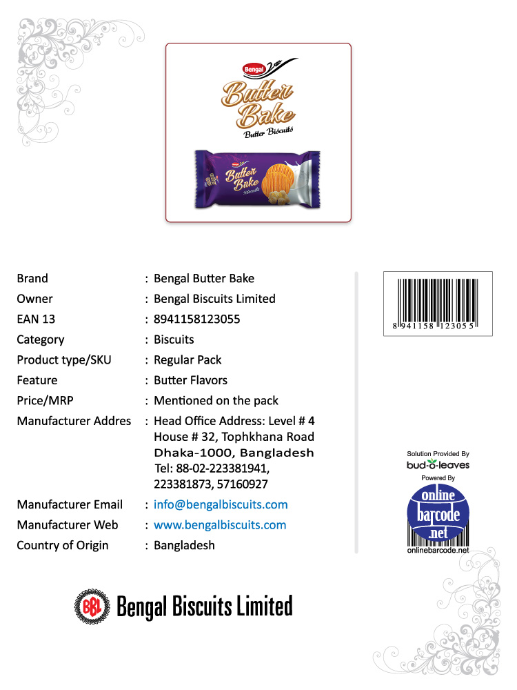 8941158123055 Bengal Butter Bake Biscuits